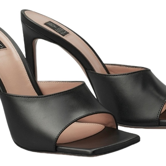 LITA by Ciara Solid Square Toe Slide Sandal in Black NWT - Picture 3 of 8